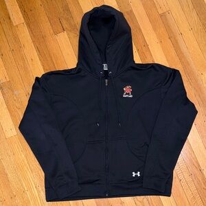 Under Armour Black Full-Zip Hoodie with University of Maryland Logo